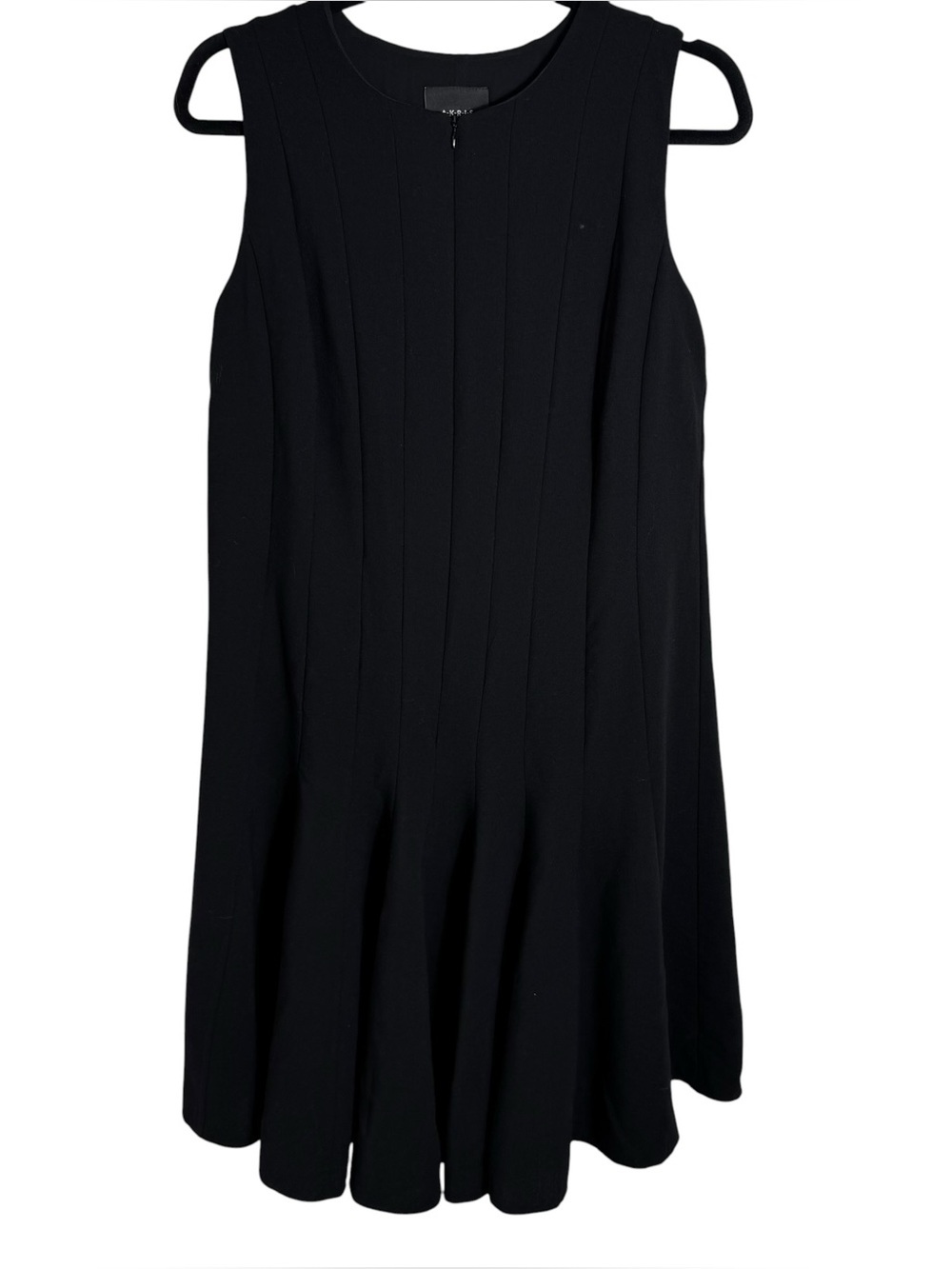 Akris Black Wool Sleeveless Fit Flare Dress Minimalist Size 12